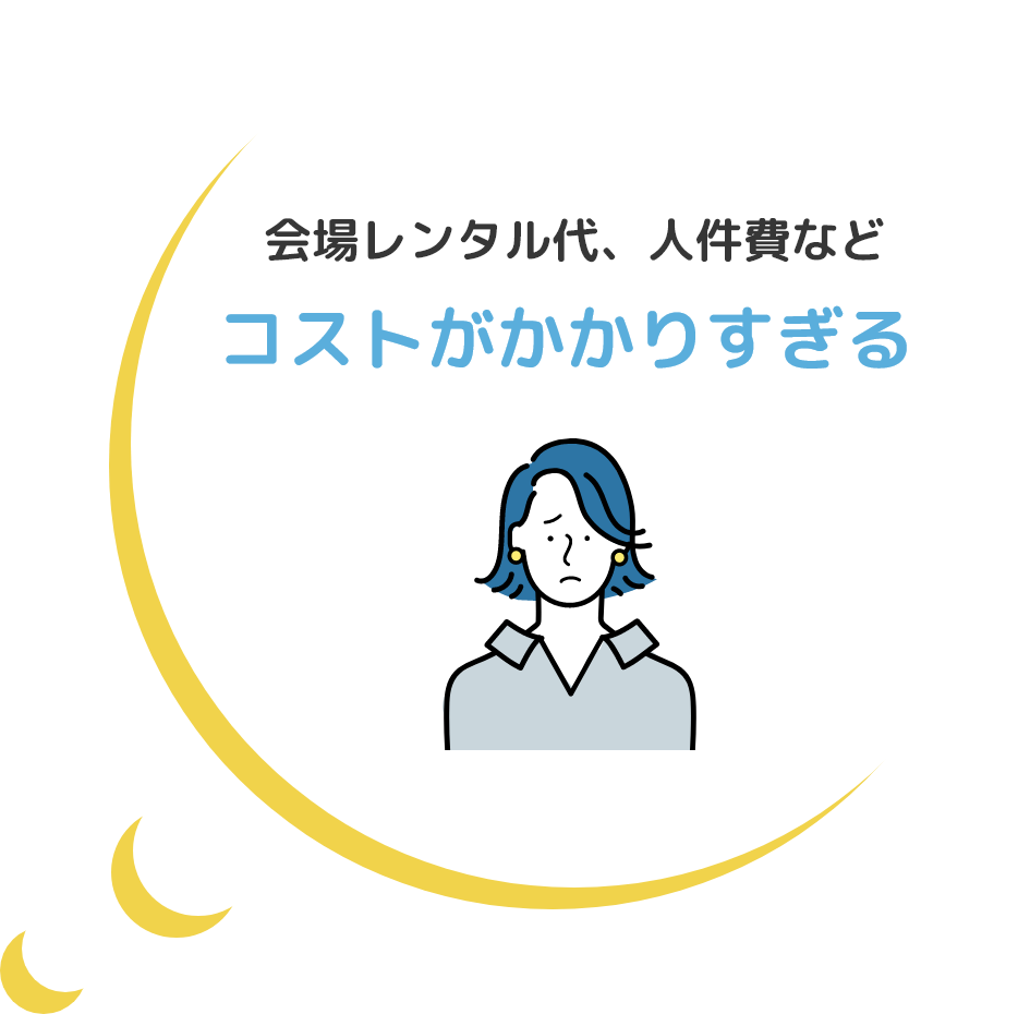 会場レンタル代、人件費などコストがかかりすぎる 